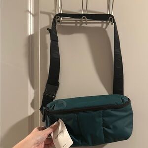 Calpak Teal Crossbody Bag with Black Strap